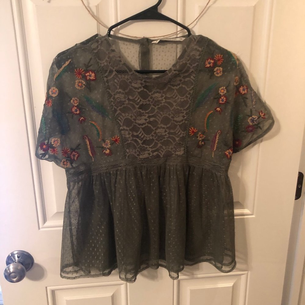 Lace embroidered top
